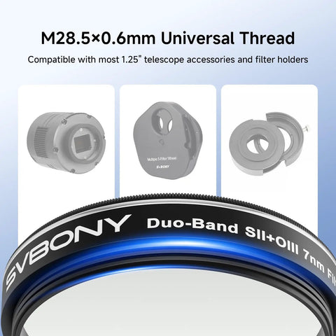 SV220 7nm Dual Narrowband Nebula Filter For 1.25-Inch Telescopes With SII And OIII High Transmission Cutoff OD5 thread size and accessories