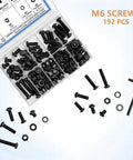 All In One M6 Screw Kit With 192 Pieces Of Hex Socket Head Bolts Nuts And Washers In 10.9 Alloy Steel 8mm To 30mm Lengths For DIY Projects And Quick Fixes For 3D Printers Drones Electronics Furniture And Everyday Repairs, assorted bolts and washers