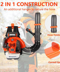 Heavy Duty Backpack Storage Rack With Hose Holder And Dual Hooks Wall Mount For Lawn Tools Space Saving Organizer shown