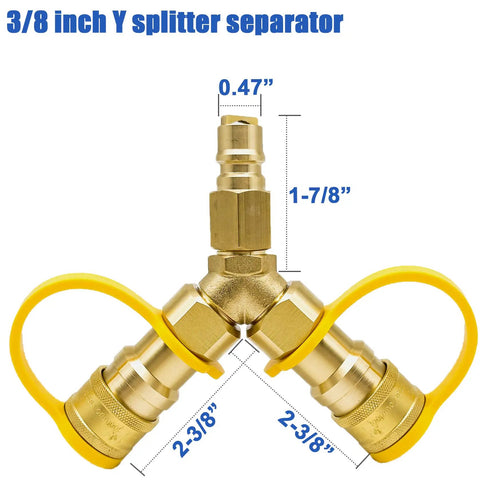 Three Eighths Inch Natural Gas Y Splitter With Dual Outlets Low Pressure Quick Connect Disconnect Separator Adapter