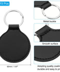 Leather Keychain Blanks Set 15 Round PU Leather Double Sided Keychains For Laser Engraving And UV Printing DIY Crafts Black 50mm