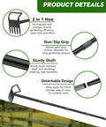 Product details of 2-In-1 Garden Hoe With 60 Inch Adjustable Handle For Easy Weeding And Tilling, highlighting features and design.