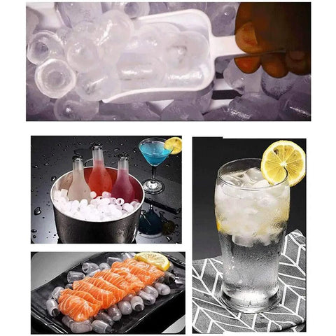 Zero Drama Automatic Countertop Ice Machine Cranking Out Fresh Clear Cubes At Nine Point Five Kilograms Daily With Food Grade Abs Body and sleek brushed metal finish, ice cubes in drinks and food.