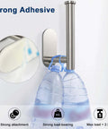 Premium Thickened Stainless Steel Self Adhesive Toilet Paper Holder with strong adhesive, holding two water bottles