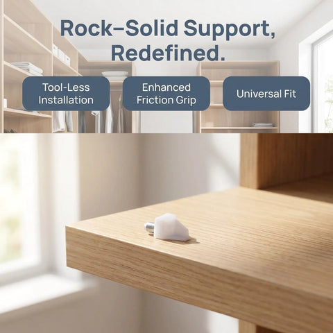 200 Pack Plastic Shelf Support Pins For Kitchen Cabinets And Home Furniture Heavy Duty Load Bearing Pegs on wooden shelf