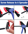 Six Inch Mini Bar Clamps Set Two Pack For Woodworking, One Handed Clamp And Spreader, Light Duty F Clamp With Screw Release instruction