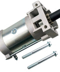 Plug And Play No Hassle Replacement Starter Motor For Timecutter And Other Lawn Tractors With 22HP To 25.5HP V Twin Engines Includes Pinion 133-1562 And Replaces 136-7880 127-9209 133-1564 133-9828 270360146 0001 270360146 0002 silver unit with bolts