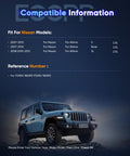 Compatibility chart for Front Strut Assembly Complete Shock Absorber Kit with blue Jeep image.