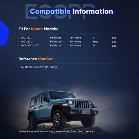 Compatibility chart for Front Strut Assembly Complete Shock Absorber Kit with blue Jeep image.
