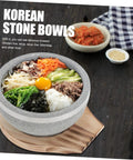Korean Stone Bowl Set With Wooden Base For Bibimbap Soup And Rice Keeps Food Hot Longer With Durable Granite Stoneware