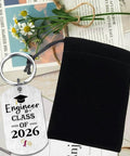 Engineer Graduation Gift Dog Tag Keychain For Class Of 2026 STEM Graduation Decor And Party Favor With Gear And Tool Engraving