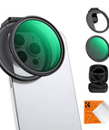 Clip On 67mm Variable ND2 32 Magnetic Phone Lens Filter Kit With Magnetic Clip, Adapter Ring, Cold Shoe, Locking Knob