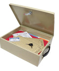 Open view of Beefy Heavy Duty Fire Retardant Steel Security Box With Keyed Lock Large Capacity Fits 9 By 12 Folders Double Insulated