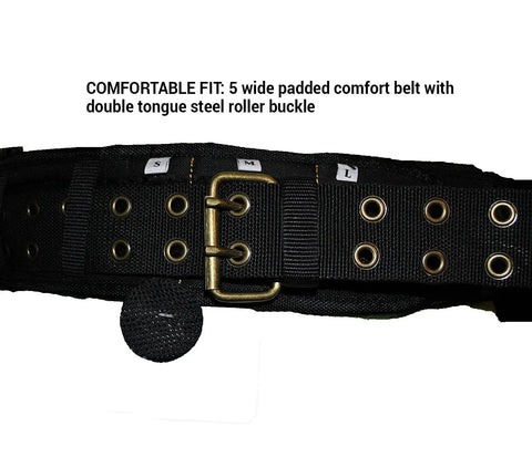 Heavy Duty Framer Tool Belt Apron With Comfort Lift Padded Suspenders double tongue steel roller buckle close-up