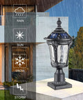 Solar Outdoor Post Light With Two Modes Aluminum Exterior Lantern Waterproof LED Post Lamps in rain shadow