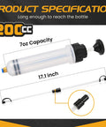 SOWKIPE 200cc automotive fluid extractor pump with a long 17.1 inch tube and black hand pump