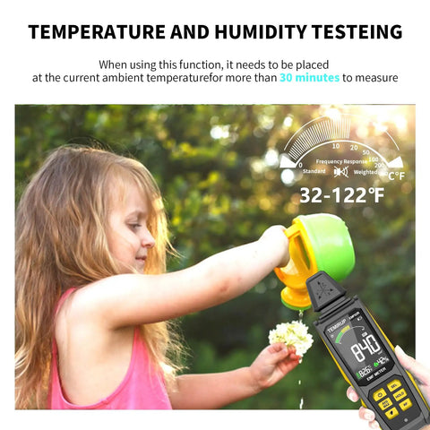 5 In 1 EMF Meter Detector For Home Use And Ghost Hunting, Detects Radio Frequency, Electric And Magnetic Fields, Temperature And Humidity Readouts, Rechargeable EMF Reader, Handy Field Strength Meter For Quick Radiation Checks used outdoors