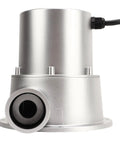 Front view of 200W Micro Hydro Generator For Off Grid Power, Portable Water Turbine With Smart Controller, silver finish.