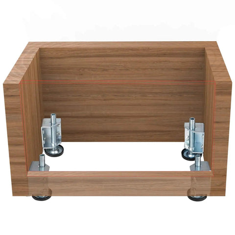 Heavy Duty Corner Leveling Feet For Tables Cabinets Workbenches And Shelving Units Adjustable Furniture Leg Levelers Set Of Four Pieces 0 To 2 1/3 In Height 3/8-16 Shaft 1-1/4 In Square Corner Guards