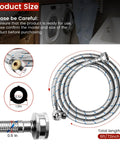 6Ft Stainless Steel Washer Hose With 90 Degree Elbow For All Washers 2 Pack Burst Proof Braided Hoses with measurements shown