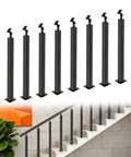 Sick Matte Black Undrilled Outdoor Handrail Post 35 Inch 37 Inch 270 Degree Adjustable Railing Post in a row