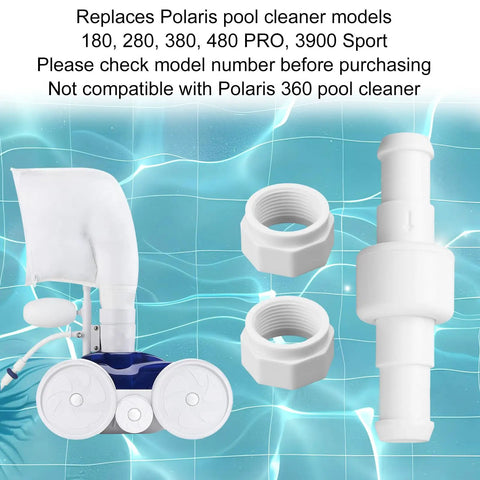 Pool Cleaner Hose Ball Bearing Swivel Replacement With Nuts For Polaris D20 180 280 380 480 PRO And 3900 Sport Accessories Parts Durable ABS Connector Easy Install Leak Free Performance, white ABS pool cleaner hose swivel with two nuts
