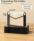 Black Transparent Expanding File Folder 7 Pack With Snap Closure No Dividers Large Capacity 13 By 9.8 Inch Expansion Up To 2.75 Inches