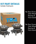 Rear Wheel Bearing And Hub Assembly Set For Infiniti G35 And Nissan 350Z Two Piece Kit With Rear Left And Right Hubs