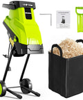 Powerful 15 Amp Wood Chipper And Shredder For Easy Yard Cleanup With 1.8 Inch Cutting Diameter Electric Wood Crusher