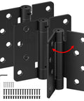 Heavy Duty 4 Inch Self Closing Door Hinges Three Pack with screws and Allen wrench, spring loaded for easy installation.