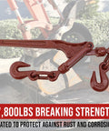 Heavy Duty Chain Lever Load Binder 2 Pack With Forged Grab Hooks For 1/4 To 5/16 Inch Grade 70 Chain Tie Down 7,800 Lbs Breaking Strength