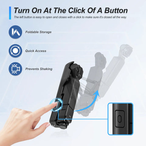 Osmo Pocket 3 Handheld Stabilizer Grip Case with button for quick, foldable, anti-shake operation