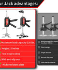 Labor Saving Arm Jack 2 Pack, front view of stainless steel furniture lifters with dual-speed descent