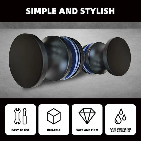 Slick 4 Pack Shower Glass Door Handle Set For Sliding Doors Black Durable Aluminum Alloy And Stainless Steel Knobs Rust Resistant Fits 6 To 12mm Glass Easy Install And Long Lasting Smooth Polished Surface, black round shower glass door handles