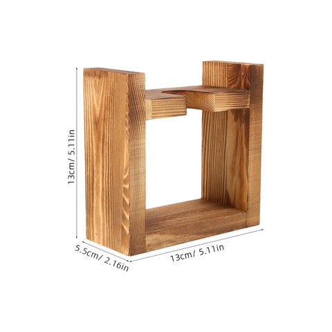 Dope Wooden Frame Hydroponic Vase With Vintage Bulb Propagation Station for desktop plants, light brown frame, size 13cm x 5.5cm.