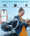 Level 2 EV Charger 48 Amp Indoor Outdoor With SAE J1772 Connector And NEMA 14 50 Plug featured in charging demo with app