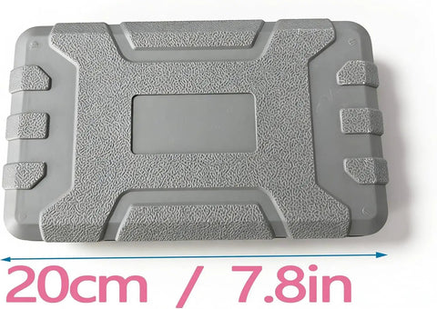 Gray storage case from Pink Tool Set For Women, 13 Piece Hand Tool Kit, measured 20cm or 7.8in wide, closed view.
