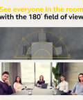 Intelligent Video Bar Webcam Delivers Fire 4K Action Over A Stunning 180 Degree Field Of View with four people in a meeting room.