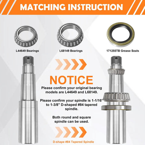 Two Pack Trailer Wheel Hub Bearings Kit For 3500 Lb Boat Trailers Fits D Style Tapered Axles Spindle 84 EZ Lube Design diagram
