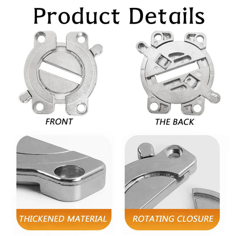 Product details showcasing 4 Piece Rock Solid Heavy Duty Table Latches Zinc Alloy Buckle Locks front and back views.