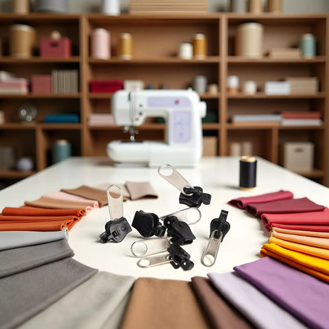 6 Piece Black Universal Zipper Repair Kit With Quick Fix Sliders For No Tool Needed Replacement, displayed on table