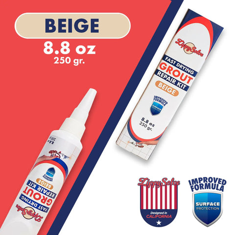 Tile Grout Repair Kit And Paint Squeeze Tube For Bathroom Kitchen And Shower Floors Waterproof Beige Eight Point Eight Oz Easy To Apply With Four Corner Spatula