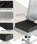 Ergonomic Recliner Seat Cushion 18 By 18 Inch Thick Gel Fill For Seniors To Pop Up Easy On Sofas Couches And Chairs With Durable Dark Grey Slipcover Fabric Perfect For Pain Relief And Comfort, displaying soft velvet material and smooth zipper.