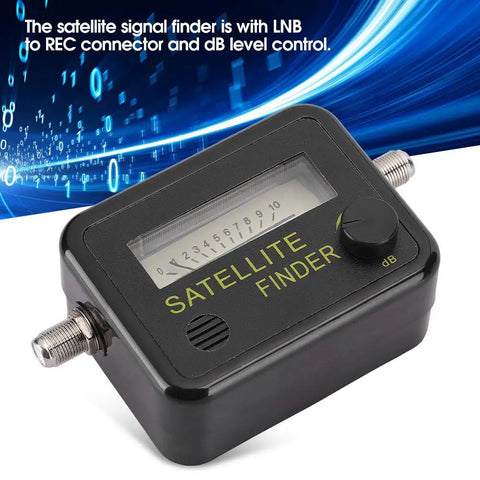 All In One Satellite Finder Kit With LNB To REC Connector And Signal Strength Meter For Fast Dish Alignment, close-up view.