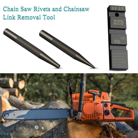 Pocket Chainsaw Breaker 3 In 1 Mini Chain Breaker Tool Rivets And Link Removal with image of chainsaw on log