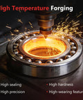 High temperature forging process on wheel bearing with sparks demonstrating high sealing and precision characteristics