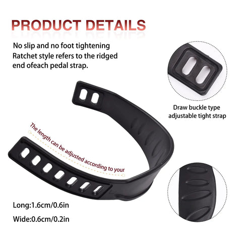Image showing Grippy Rubber Pedal Straps 13 By 2.2 Inches Adjustable Universal Straps with adjustable buckle and ridged design.