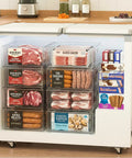 Kick Clutter To The Curb With These 8 Pack Freezer Organizer Bins Featuring Reinforced Handles And Thickened Food Grade Plastic For Fridge Pantry Storage That Really Keeps Your Kitchen Game Strong with meats and snacks organized.