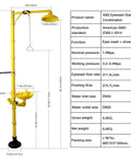 Diagram of Emergency Shower Eyewash Station Kit for Industrial and Lab Use, OSHA Approved, ABS Construction, Dual Nozzle Eye Wash System