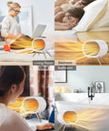 Portable 1000W Ceramic Space Heater For Home And Office with Mid Century Style and Wood Grain Legs in multiple room settings